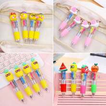 1pc/3pcs/5pcs/10pcs/20pcs Mini Cartoon Fruit/Vegetable/Animal Multicolor Ballpoint Pens (1 Ballpoint Pen Contains 4 Colors), Creative Colorful Ballpoint Pens, Compact Colored Pens For Easy Storage, Creative Student Stationery, Suitable For Journaling, Coloring, DIY Diary, Student Holiday/Birthday Gifts, Student Reward Gifts - Multicolor - View 6