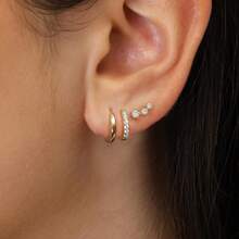 优雅的微镶锆石耳环，百搭耳环套装 - 彩色 - 查看 4