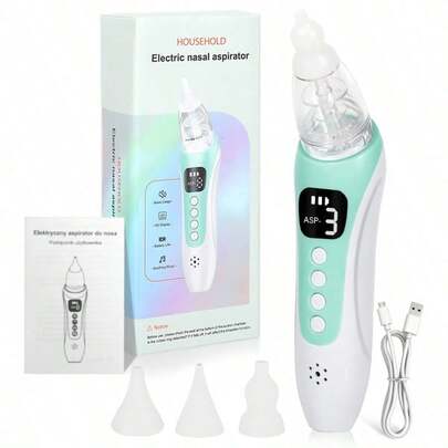 Portable USB Rechargeable Nose Cleaning Device With 3 Suction Levels, 3 Interchangeable Nozzles, And Music Playback Function; A Perfect Gift For The Family.