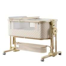 cunas para bebésMYXSRI Colecho para Bebe Plegable Cuna para Bebe con 7 Niveles de Ajuste De Altura Red Colchón Cambiador Cesta de Almacenamiento 4 Ruedas Giratorias de 360° Bloqueables Caqui - amarillo - Ver 1