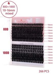 320PCS/288PCS/280PCS/266PCS 60D/80D/100D Faux Mink Eyelashes Cluster Lashes 0.07mm D Curling 10-16mm Mix Natural Eyelashes Extension 3D Russian Strip Volume Individual Eyelash Cluster Makeup Tools(60D 80D Lash Individual Cluster) - Black - View 11
