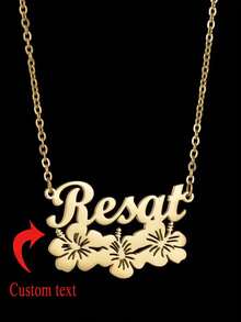 Personalized Elegant Flower Name Necklace, Stainless Steel Custom Name Pendant Necklace, Birthday & Valentine's Day Gift For Girlfriend - 1 - View 2
