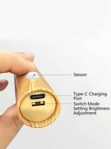 1pc Smart Motion Sensor Night Light, LED Intelligent Rechargeable Home Lighting, Wooden Grain Corridor/Hallway Lamp - Walnut Wood Grain Night Light - View 8