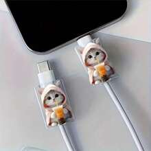 1pcs Of Cute Cartoon Cat Data Cable Protectors, Damage-Resistant, Type-C Phone Cable Protectors, Beautiful And Durable &Chic & Functional &Express Your Personality &Stocking Stuffer - Exquisite Jewelry - View 8