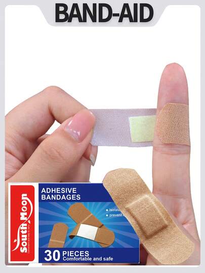 30 piezas/Caja Vendas adhesivas amigables con la piel, suaves y cómodas para uso diario. Pueden cubrir la piel, son fáciles de usar, transpirables y resistentes al agua, previenen las ampollas. Adecuadas para uso doméstico y para llevar al aire libre.