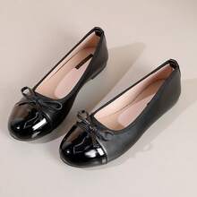 2026 春季新款女士蝴蝶结平底法式芭蕾舞鞋，妈妈鞋 - 黑色 - 查看 2