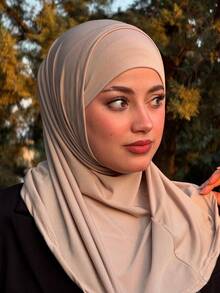 1件装女士中东阿拉伯迪拜土耳其穆斯林纯色经典简约时尚休闲优雅端庄莫代尔丝棉柔软透气头巾帽，多功能围巾头巾，适合日常生活、节日、聚会、礼拜等场合。 - turban - 查看 10