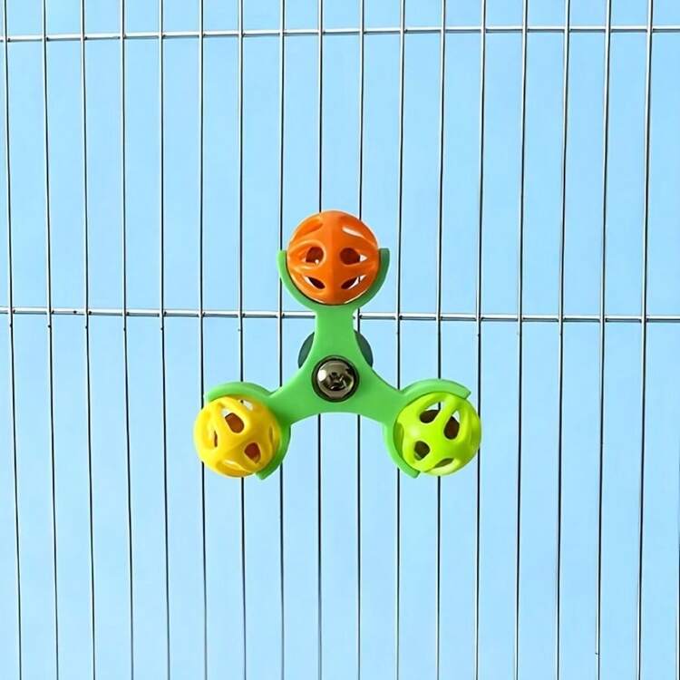 1个鹦鹉旋转铃铛玩具，360度旋转，智能减压，鸟笼配件玩具，发出清脆悦耳的声音 - 彩色 - 查看 8