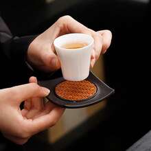 4pcs/Set Chinese Style Round Bamboo Woven Cup Coasters, Handmade Mats, Tea Cup Pads, Premium Tea Ceremony Cup Accessories - Multicolor - View 5