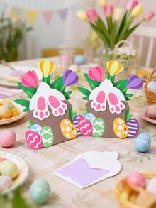 3个复活节主题现金夹，兔子屁股和复活节彩蛋图案，春季郁金香造型，复活节装饰品，复活节快乐装饰，可爱兔子装饰，复活节礼品包装袋，家居装饰，餐桌装饰，复活节派对用品，寻蛋派对用品，复活节礼物，派对小礼物，派对用品 - 彩色 - 查看 10