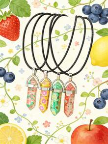 4pcs Stone Decor Necklace - Multicolor - View 10