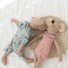 可爱毛绒小老鼠填充动物玩偶，带衣服的可爱老鼠，生日/节日礼物 - 彩色 - 查看 7