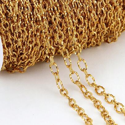 1m goldene Edelstahl Twist Kette, ovale O-Form Glieder, geeignet für DIY Schmuckherstellung