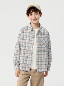 Balabala 2-26岁男女童长袖衬衫，春季款 - 藍咖色調 - 查看 2