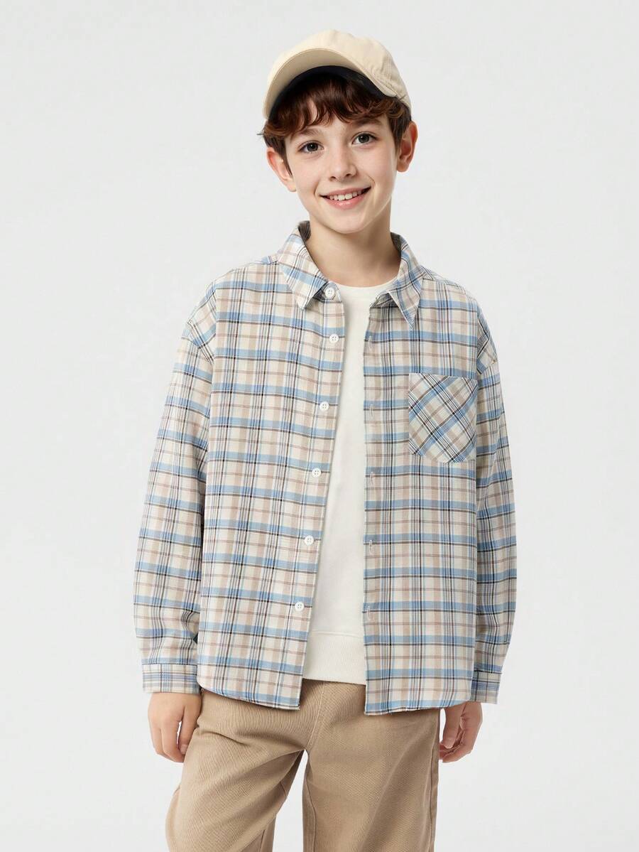 Balabala 2-26Y Unisex Kids Long Sleeve Shirt, Spring Season - Blue-brown Hue - View 1