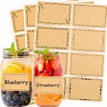80pcs/10sheets Kraft Paper Stickers, Minimalist Frame Storage Label Stickers, Blank Writeable Adhesive Stickers - One Size - View 1