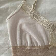 Awevudst Women Y2k Fairy Grunge Tank Tops Vintage Aesthetic Lace Trim Cami Shirt Slim Fit Knit Ribbed Coquette Clothes - Hồng - Xem 4