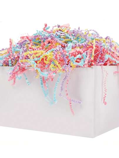 1-Pack Paper Filling Paper, Shredded Colorful Confetti Packaging Supplies, Macaron Four Colors Contain Yellow, Blue, Pink, And Purple, Suitable For Easter Gift Basket, Box And Bag Packaging, Filling