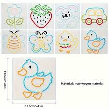 8件套缝纫工具套装，适合初学者，包含塑料针、线、DIY缝纫板、儿童缝纫套装、儿童毛毡制作套装，有助于培养儿童精细动作技能。 - 彩色 - 查看 4