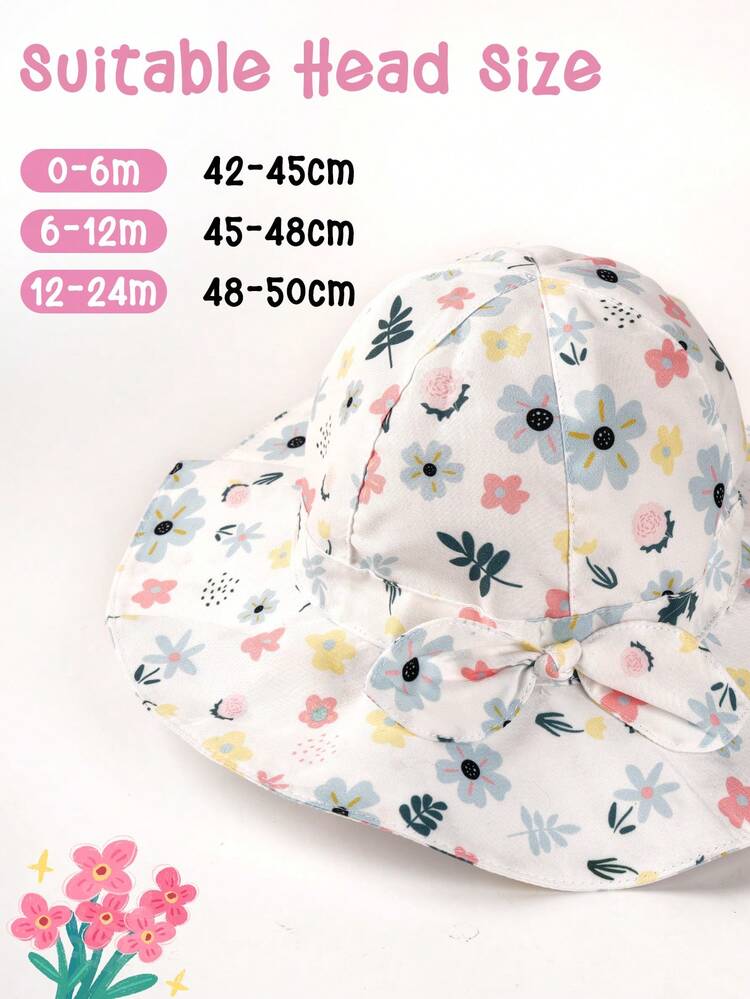 1pc Baby Girls' Summer Wide Brim UPF50+ Sun Protection Hat - B - View 9