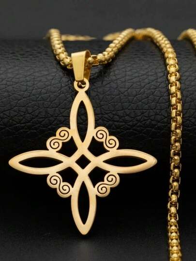 SeuSuk 1件不锈钢爱尔兰结、女巫结、凯尔特结吊坠项链，时尚珠宝，女士礼物