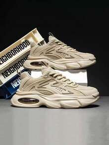 Zapatillas deportivas casuales para hombre con suela gruesa,Zapatillas de tenis con amortiguación de aire y suelas que absorben los impactos,Zapatillas deportivas de caña baja con malla transpirable,Suelas antideslizantes de goma con excelente resistencia al desgaste,Zapatos casuales de moda retro para hombre,Ideal para desplazamientos diarios, actividades al aire libre, reuniones, uso durante todo el año, muy práctico y con un estilo versátil para múltiples ocasiones - Beis - Ver 7