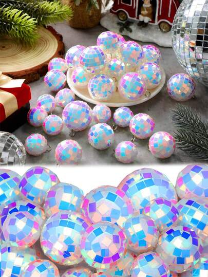 8pcs Rainbow Disco Mirror Ball, Reflective Disco Ball Decor, 70s Disco Cake Topper, Wedding Birthday Party Music Festival Decoration