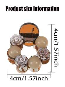 4厘米仿珍珠水钻发夹，优雅花朵设计半圆形发饰，奢华咖啡色半圆形发夹，优雅爪夹，夏季沙滩花朵发爪，度假发夹 - 彩色 - 查看 2