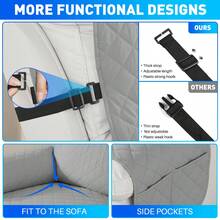 YSTYLE Large 1-Seater Relaxing Reclining Chair Cover, Waterproof Electric Reclining Chair Cover, Universal Armchair Cover, Armchair Cover With Side Pockets - Light Grey - View 7