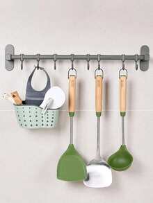 1 件厨房收纳架，可调节卡扣式水槽海绵架，厨房悬挂式沥水篮，厨房小工具 - 多色 - 查看 5