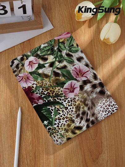 Kingsung 猎豹纹、豹纹、芙蓉花和百合花图案平板电脑保护套，兼容 9.7/10.2/10.5/10.9/12.9/Pro 11（第十代），兼容三星 Galaxy Tab S6 Lite 10.4 英寸，兼容 Kindle Paperwhite 第十二代（2024 年款），Kindle（第十一代）（2022 年款），Kobo Clara Color，柔软防摔，智能支架/自动唤醒/睡眠功能