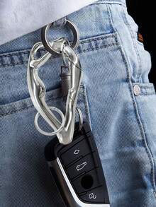 Heavy Metal Punk Rock Keychain - Y2K Punk Metal Bag Charm; High Quality Asymmetrical Keychain With Safety Spring Ring, Polished Surface, Lightweight Durable Alloy Material; Multifunctional Wallet Accessory - A - View 2