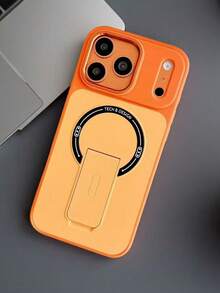 Minimalist & Fashionable Skin-Friendly Vertical Stand Phone Case Compatible With IPhone 17, 16, 15, 14, 13 - Orange - View 1