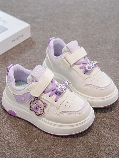 1 Pair Kids Casual Breathable Soft Bottom Comfortable Cartoon Hook And Loop Sports Shoes, Fashion Sneakers For Girls, Spring/Autumn