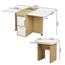 Dining Table Set (With Dining Table, 4 Chairs), Folding Dining Table, 120*80*75cm, Extendable Dining Table, Multifunctional Extendable Dining Table, Dining Chairs, White + Oak - White+Original Wood Color - View 11