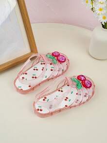 1 Pair Cute Transparent Glitter Cherry Girls' Crystal Princess Sandals, Versatile Design! Kids Will Love Them At First Sight! - Pink - View 6