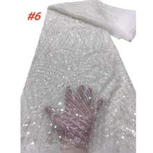 Premium African Sequin Embroidered Lace Fabric, High Quality Nigerian Wedding Bride Embroidered French Net Lace Fabric For Sewing - A - View 2