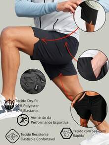 Men's Dry Fit Bermuda Shorts With Elastane - Stretchy Bermuda Shorts With Quick-Drying Fabric - Ideal For Gym, Running, And Diving. - 黑與白 - 查看 3