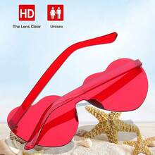 10/15pcs Frameless Heart Shaped Black , Funny Heart Shaped Glasses Suitable For Party, Christmas Gifts - Red - View 5