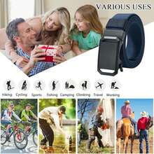Thick Double-Layer Nylon Tactical Belt With Automatic Buckle, Men's Sliding Buckle Waist Belt - Multicolor - View 6