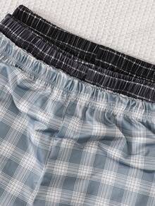 3 Pack Men's Plaid Pajama Pants, Elastic Waist Loose Fit Comfortable Lounge Pants, Multi-Color Options - Multicolor - View 8