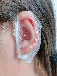 100pcs/Pack Disposable Plastic Waterproof Ear Covers, Shower, Salon Hair Dye Ear Covers - Multicolor - View 1