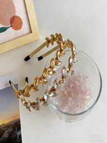 1件水晶水钻缠绕发箍，优雅法式发圈，百搭派对头饰 - 彩色 - 查看 3