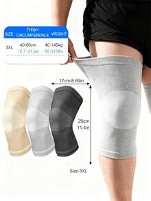 1 Pair - Extra Large High Elastic Knitted Compression Knee Sleeve, Breathable & Comfortable, Plus Size Knee Brace, Unisex, Grey/Black/Yellow, Suitable For Weight Up To 310 Lbs/140 Kg - Multicolor - View 4