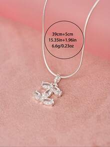 1件银项链，镶嵌锆石，百搭铜质，适合约会、聚会、送礼和日常佩戴。 - 銀色 - 查看 6