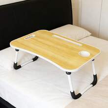 Ultra-Large Portable Laptop Bed Table-Multifunctional Tray Holder With Cup Holder Ideal For Eating, Reading, Writing, Sofa In Bed, Stable Floor, Durable, Foldable - 白楓色 - 查看 7
