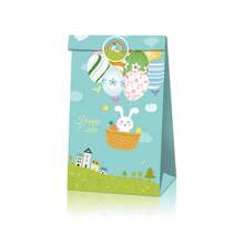 24pcs Easter Gift Bags - Kraft Paper Gift Bags With Rabbit, Eggs, Chick Patterns, Includes 18pcs Easter Element Stickers - Multicolor - View 7