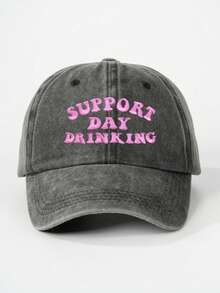 1pc Women's Embroidered "SUPPORT DAY" Washed Baseball Cap, Adjustable, Casual Sun Protection Hat Suitable For Valentine's Day, Spring/Autumn Travel, Versatile, Unisex Youth Y2K Style Sun Hat - Baseball Cap - View 30
