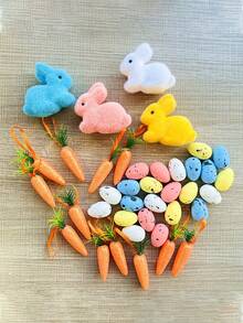 40pcs Of Colorful Foam Easter Bunnies, Eggs, And Carrot Decorations Set For Spring Home And Festive Party Decor. - A - View 6