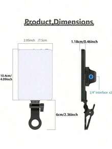 60 LED High Power Rechargeable Clip Fill Video Conference Light With Front & Back Clip, Adjusted 3 Light Modes For Phone, Compatible With IPhone, Android, IPad, Laptop, For Makeup,Selfie, Vlog,Birthday Gift - A - View 5